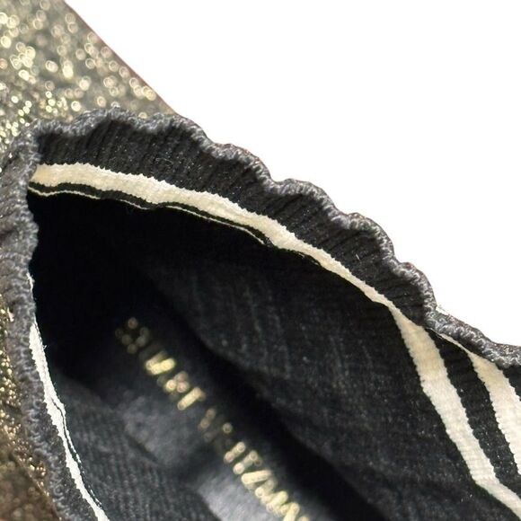 Stuart Weitzman Black and Gold Knit Sock Ankle Boots Size 8 M - Picture 11 of 14